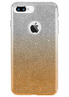 Силиконови гърбове Силиконови гърбове за Apple Iphone Луксозен силиконов гръб ТПУ с брокат за Apple iPhone 7 Plus 5.5 / Apple iPhone 8 Plus 5.5 преливащ сребристо към златно